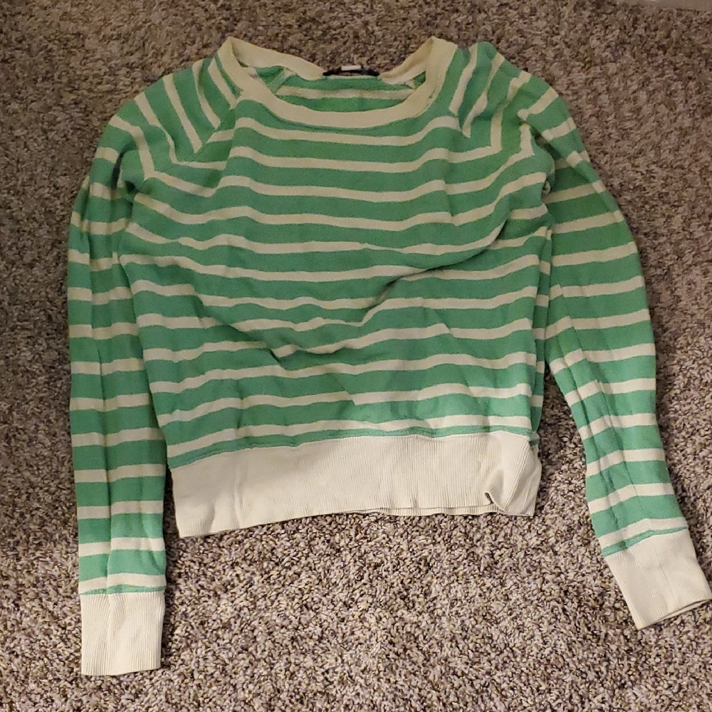 Forever 21 Green and Cream Striped Sweater